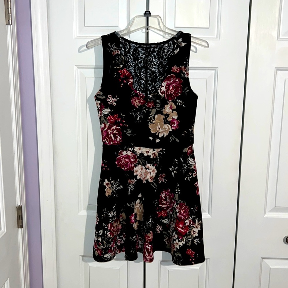 Black/Floral Fit and Flare Dress